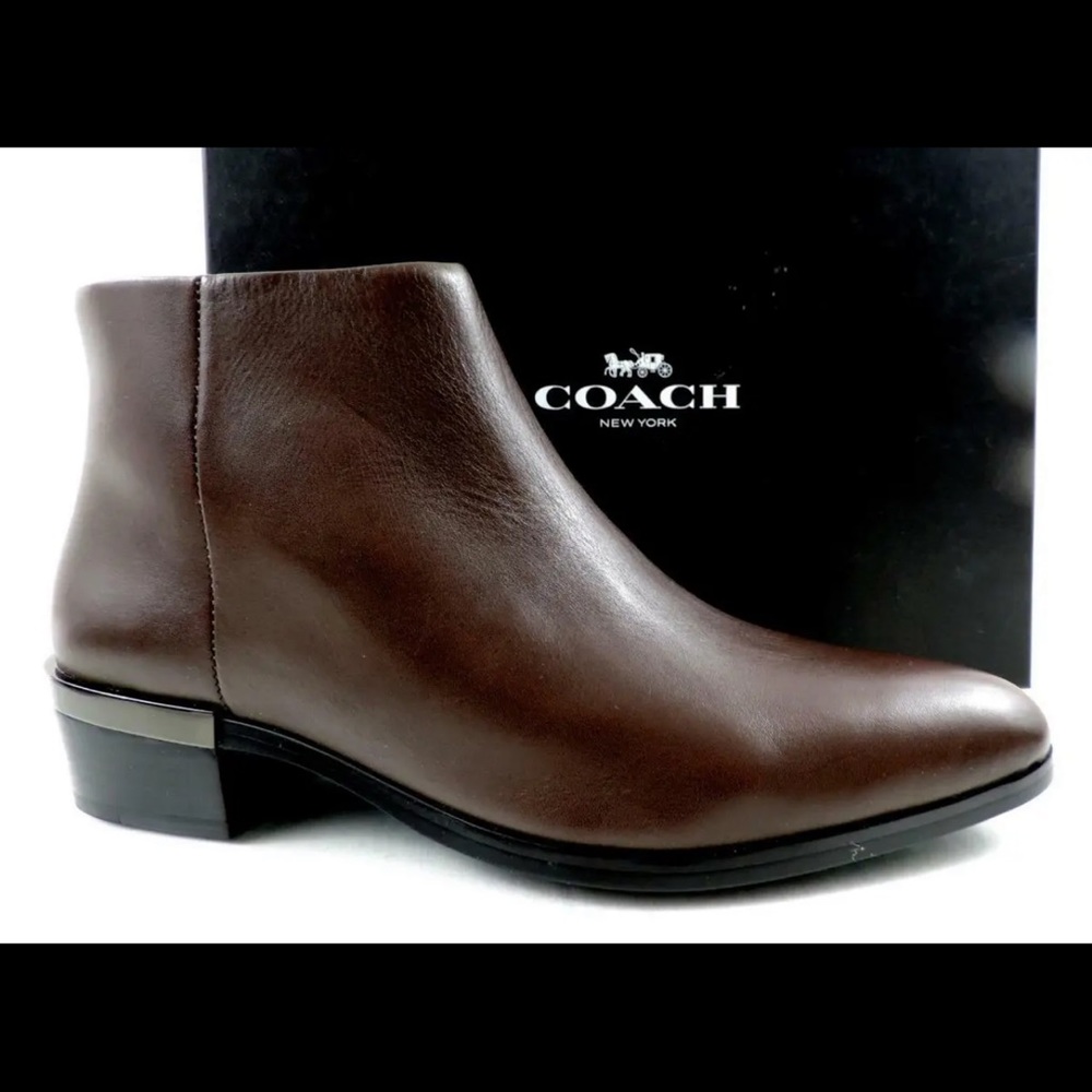 Coach Women's Montana Brown Saddle Soft Vegan Leather Ankle Boots Size8 Booties